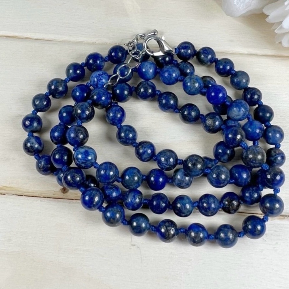 XL Gold Sheen Obsidian Big 925 Pendant Lapis Lazuli Gemstone Bead Necklace Chain - Picture 7 of 8